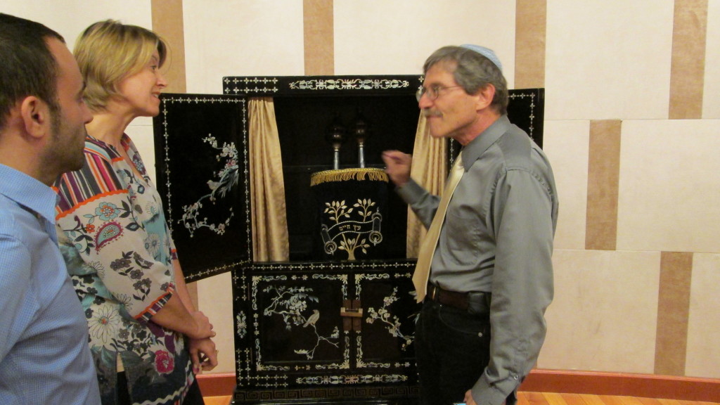 Kehillat Beijing's Torah in Chinese-style Holy Ark.  
