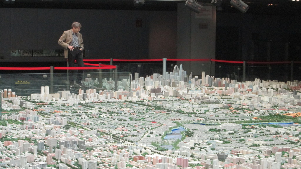 Rabbi Jack by a 3-D model of Beijing at the Urban Planning museum