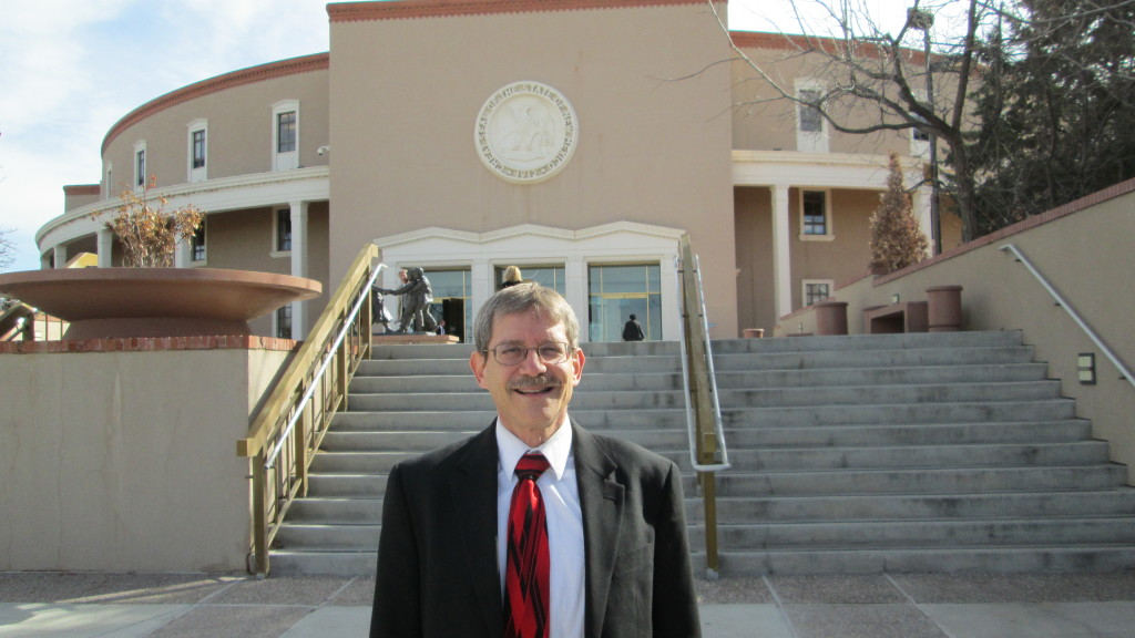 In front of New Mexico's State Capitol, "The Roundhouse"
